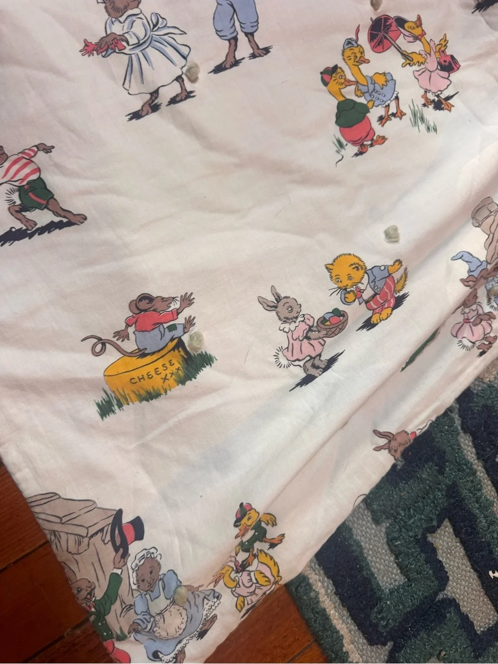 Vintage rare Children's Storybook Print crib blanket bedding